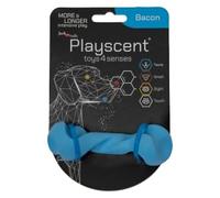 JACK AND VANILLA, Jouet interactif pour Chien en Forme d'os tordu, Parfum Bacon, Durable et Non Toxique, idéal pour Le Jeu intérieur et extérieur, 11 cm, Multicolore, Modèle Playscent