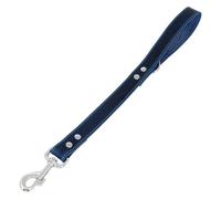 JACK AND VANILLA, Laisse Courte en Cuir Robuste pour Chien, 25 mm de Largeur, idéale pour Le contrôle en Milieu Urbain, Couleur Bleu, Longueur 50 cm, Modèle Cuir Gras