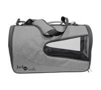 JACK AND VANILLA, Sac de Transport pour Animaux de Compagnie 26x46x27 cm, Tissu résistant et imperméable, Ventilation optimale, Design Moderne, Gris/Noir, Modèle Travel