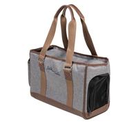 JACK AND VANILLA, Sac de Transport pour Animaux élégant et Durable, Gris et Brun, avec sécurité renforcée et Confort Optimal, Dimensions 39x18x26 cm, Modèle Bizou