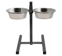 JACK AND VANILLA, Support pour gamelles en Acier Inoxydable Gris, Design Moderne, capacité 2x3,9L, Stable et Facile à Nettoyer, idéal pour Chiens et Chats, 3,9L, Gris, Modèle Bon Appetit