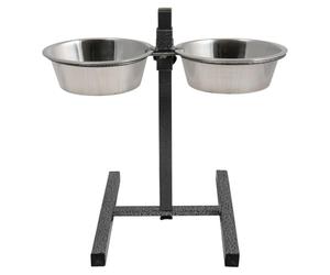 JACK AND VANILLA, Support pour gamelles en Acier Inoxydable Gris, Design Moderne, capacité 2x3,9L, Stable et Facile à Nettoyer, idéal pour Chiens et Chats, 3,9L, Gris, Modèle Bon Appetit