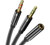 Jack Audio Stereo Adapter Mic Headphone Cable,3.5mm Female to 2 Dual 3.5mm Male,Audio Y Cable Adapter for Desktop Computer Laptop Earphone Headset