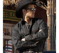 JACK BLACK chemise noir western country Stars and Stripes Homme