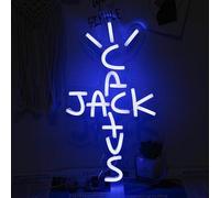 Jack Cactus LED Néon Signes Cowboy Chapeau Néon Wall Art Lampes Lumières Acrylique Dimmables pour Chambre Homme Cave Bar Pub Décor Mural de Fête de Mariage