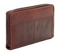 Jack Georges Voyager Portefeuille de voyage en cuir avec fermeture Éclair Marron