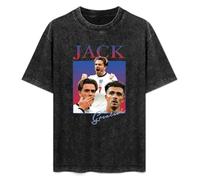 Jack Grealish Summer Casual Tee Short Sleeve Crew Neck Cotton Tops Unisex Washed Vintage T-Shirt Black M