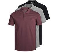 JACK & JONES 12171776 Lot de 3 polos pour homme, coupe slim, manches courtes, Noir/blanc/bleu/gris, XS S M L XL XXL, XL