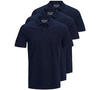 JACK & JONES 12171776 Lot de 3 polos pour homme, coupe slim, manches courtes, Noir/blanc/bleu/gris, XS S M L XL XXL, XL