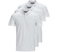 JACK & JONES 12171776 Lot de 3 polos pour homme, coupe slim, manches courtes, Noir/blanc/bleu/gris, XS S M L XL XXL, Lot de 3 - Couleur : blanc, L