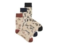 JACK & JONES 3 Pack Jacabstract Food Socks Lot de 3 Paires de Chaussettes, Beige Clair, Taille Unique Hommes