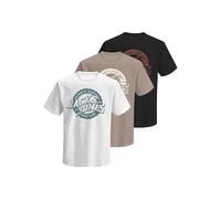 JACK & JONES 3pk MP Jprblubaron SS Tee FST Lot de 3 t-Shirts, Sable Noir, XL Hommes