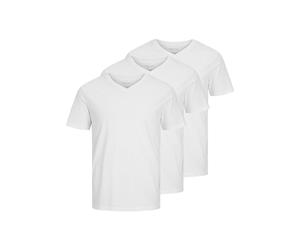 JACK & JONES Basic Tee SS V-Neck 3pk MP Jjeorganic Lot de 3 t-Shirts Basiques à col en V, Blanc Hommes