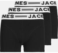 JACK&JONES Boxers garçon, Lot de 3 - SENSE TRUNKS, coton stretch, logo à la taille Noir/Blanc 128