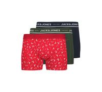 JACK & JONES Boxers 'JACDEER' bleu nuit / olive / rouge sang / blanc, Taille S