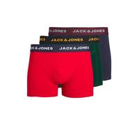 JACK & JONES Boxers 'JWHJAMES' bleu foncé / vert foncé / rouge vif / blanc, Taille S