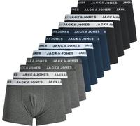 JACK&JONES Boxers pour homme, Lot de 12 - JACSOLID TRUNKS, coton stretch, ceinture logo noir/bleu/gris L