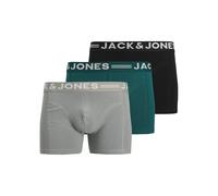 JACK & JONES Boxers 'Sense' gris / vert foncé / noir, Taille L