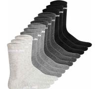 JACK&JONES Chaussettes de Tennis Hommes, Lot de 12 - JACLOGO, One Size Noir/Gris 40-46