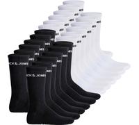 JACK&JONES Chaussettes de Tennis Hommes, Lot de 24 - JACLOGO, One Size Noir/Blanc 40-46