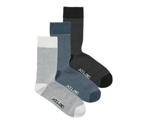 JACK & JONES Chaussettes 'JACBRYAN BIRD EYE' bleu foncé / noir / blanc, Taille 41-46