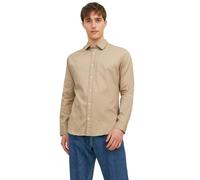 JACK & JONES Chemise à Carreaux pour Homme, Coupe ajustée, Crockery/Detail:/Solid/Slim Fit, XS