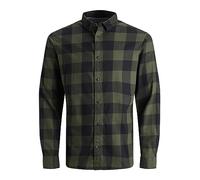 Jack & Jones Chemise à Carreaux pour Homme, Coupe ajustée, Vert Olive, L