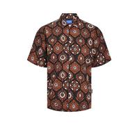 JACK & JONES Jornoto Linen AOP Shirt SS Ln Chemise à Manches Courtes, Noir, XL Hommes