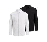 JACK & JONES Chemise business 'Joe' noir / blanc, Taille 36