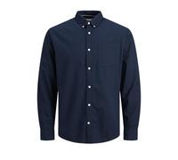 Jack & Jones Chemise décontractée à Manches Longues pour Homme - Coupe ajustée - 100% Coton - Bleu Marine - Taille M, Blazer Bleu Marine., L