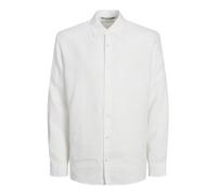 JACK & JONES Jprcclawrence Linen T-Shirt L/S Sn Chemise à Manches Longues, Blanc éclatant/Coupe : Coupe décontractée, L Homme