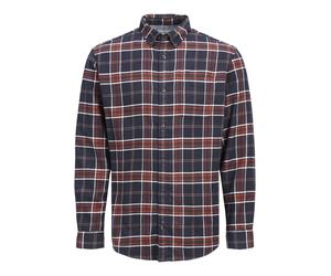 JACK & JONES Chemise 'Joshua Buffalo' marine / orange / blanc, Taille L