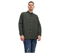 JACK & JONES Chemise Unie Grande Taille à Manches Longues pour Hommes de, Couleurs:Vert, Taille:5XL