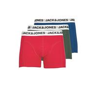 JACK & JONES Ensemble de 3 Boxers en Stretch - Lot de Troncs de Base - sous-vêtements rétro JACRIKKI, Couleurs:Rouge-Bleu, Taille:S