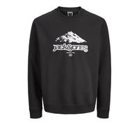 JACK & JONES Front Print Crew Neck Jcoflare Sweat à col Rond imprimé sur Le Devant, Noir, M Homme