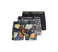 Jack & Jones Garçon Jacsugar Skull Trunks 3 Pack. Jr Caleçon Boxeur, Noir/Détail : Noir - Jaune Vif., 128 EU