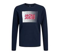Jack & Jones Garçon Jjecorp Logo Play Ls O-Cou Noos JNR T-Shirt, Blazer Bleu Marine., 176 EU