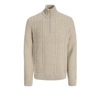 JACK & JONES Half Zip Jjpaul Knit Demi-Fermeture éclair, Blanc-Gris, M Homme