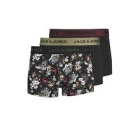 Jack & Jones Homme Jacflower Micro Fiber 3 Pack Caleçon Boxeur, Noir/Détails : Noir, XL EU
