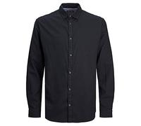 JACK & JONES Homme Jjegingham Twill Shirt L/S Noos Chemise, Noir - Détails : Solide - Coupe Ajustée, XL EU