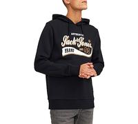 JACK & JONES Homme Jjelogo 2 Col 23/24 Noos Sweatshirt À Capuche, Noir - Blanc - Orange, S EU