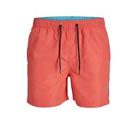 JACK & JONES Homme Jpstfiji Jjswim Solid Sn LY Short De Bain, Rouge Corail, S EU