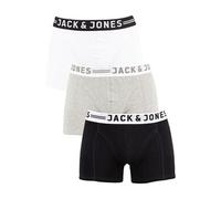 JACK & JONES Lot 3 Boxer Sense pour Hommes, sous-vêtements ajustés en Stretch., Couleurs:Blanc-Gris-Noir, Taille:XL