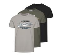 Jack&Jones Homme T-Shirt, 3er Paquet - Jjethan Crew Neck Tee , Vintage Logo, Ba