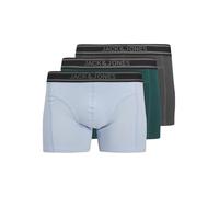 JACK & JONES Jacaiden Solid Trunks Lot de 3 Boxers Sn Caleçon Boxeur, Bleu Sarcelle foncé/Paquet : Asphalte-Bleu Chambray, S Hommes