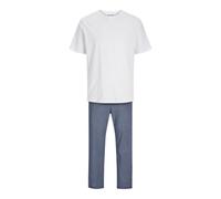 JACK & JONES Jacbacis Tee and Woven Pants Boîte Cadeau, Blanc/Pack : Pantalon Bleu/Blanc à Rayures, M