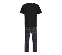 JACK & JONES Jacbacis Tee and Woven Pants Giftbox Football, Black/Pack : Pantalon Navy Check, L Hommes