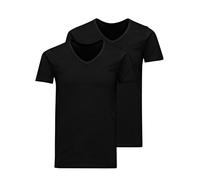 JACK & JONES Jacbasic V-Neck Tee SS 2 Pack, T-Shirt Homme, Noir (Black Black), Medium