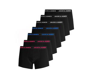 JACK & JONES JACBELMO Boxers pour Homme, Lot de 7, Noir/Logo Blanc/Rose/Bleu, XL