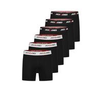 JACK & JONES JACCORP Lot de 6 boxers pour homme - Jambes longues - En coton élastique - Grandes tailles - Noir, rouge, vert, bleu, gris, S, M, L, XL, XXL, 3XL, 4XL, 5XL, 6XL, 7XL, 8XL, Black Detail